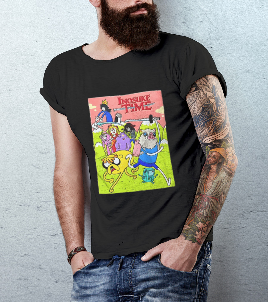 Inosuke Time Adventure With Demon Slayer Crossover Characters T-Shirt