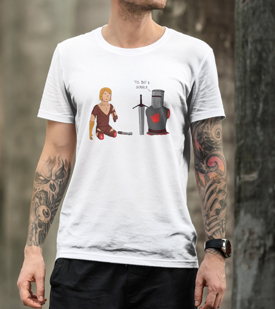 Anakin Skywalker And The Black Knight 'Tis But A Scratch Crossover Humor T-Shirt