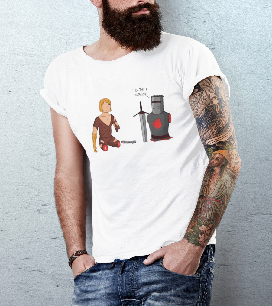 Anakin Skywalker And The Black Knight 'Tis But A Scratch Crossover Humor T-Shirt