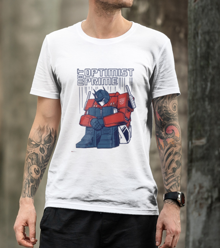 Optimist Prime Depressed Sad Robot Autobots Sitting T-Shirt