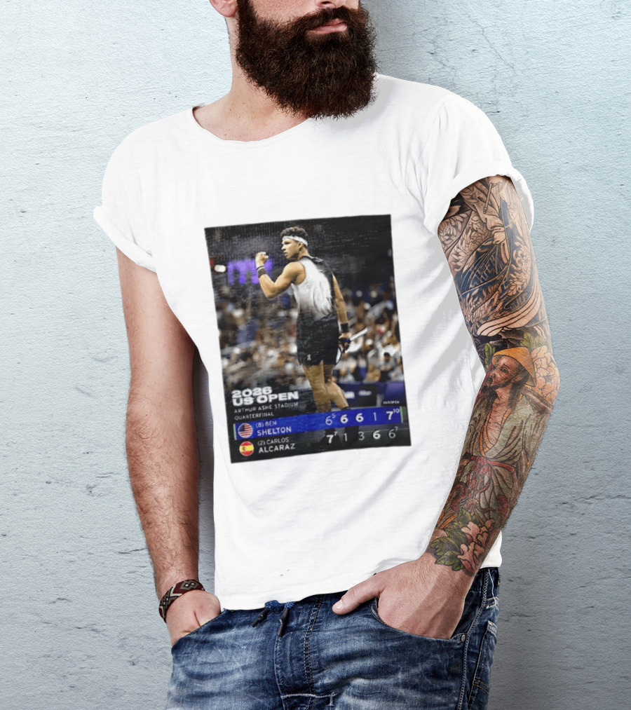 2026 US Open Arthur Ashe Stadium Quarterfinal Ben Shelton Vs Carlos Alcaraz T-Shirt