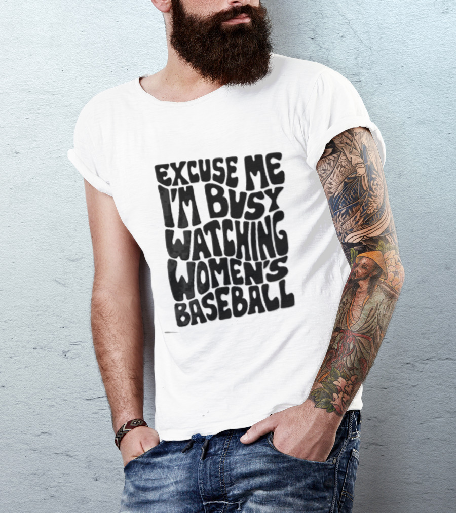 Excuse Me I'm Busy Ing Women's Baseball Doodlebymeg Groovy Wavy T-Shirt