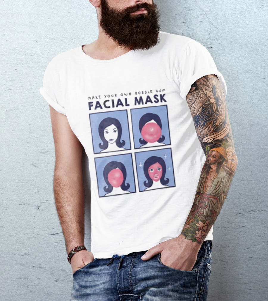 Make Your Own Bubble Gum Facial Mask Comic Woman Four Panel Pink Pop T-Shirt