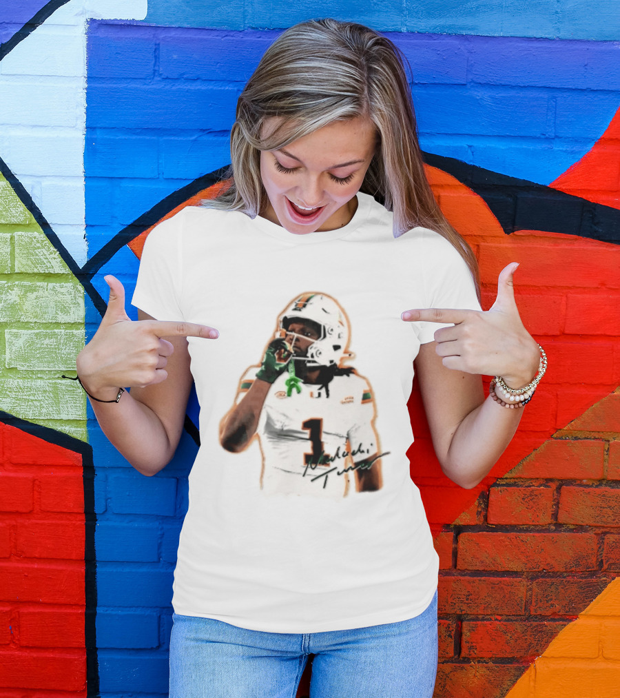 Miami Hurricanes Malachi Toney Player Photo Orange Glow NCAA Acc T-Shirt