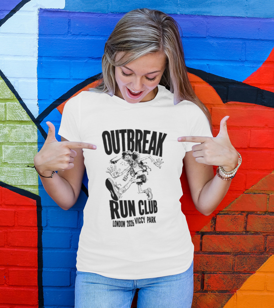 Outbreak Fest Run Club London 2026 Viccy Park Running Zombie T-Shirt