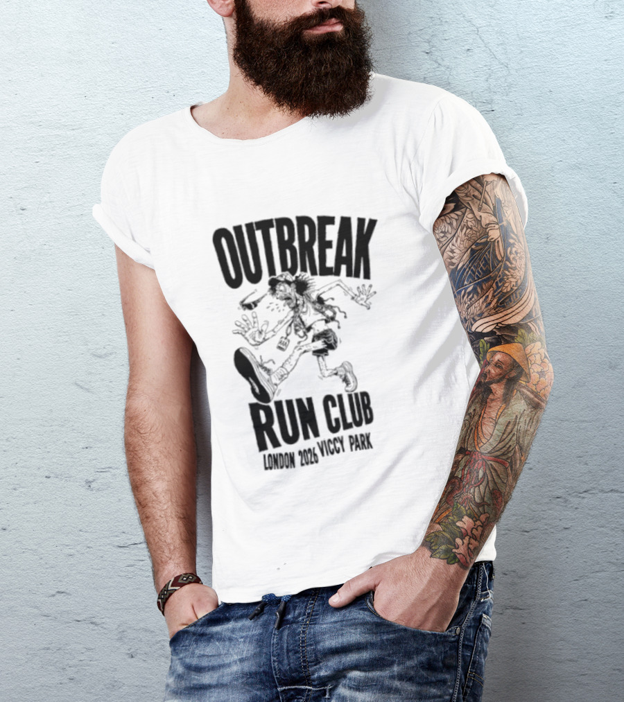 Outbreak Fest Run Club London 2026 Viccy Park Running Zombie T-Shirt