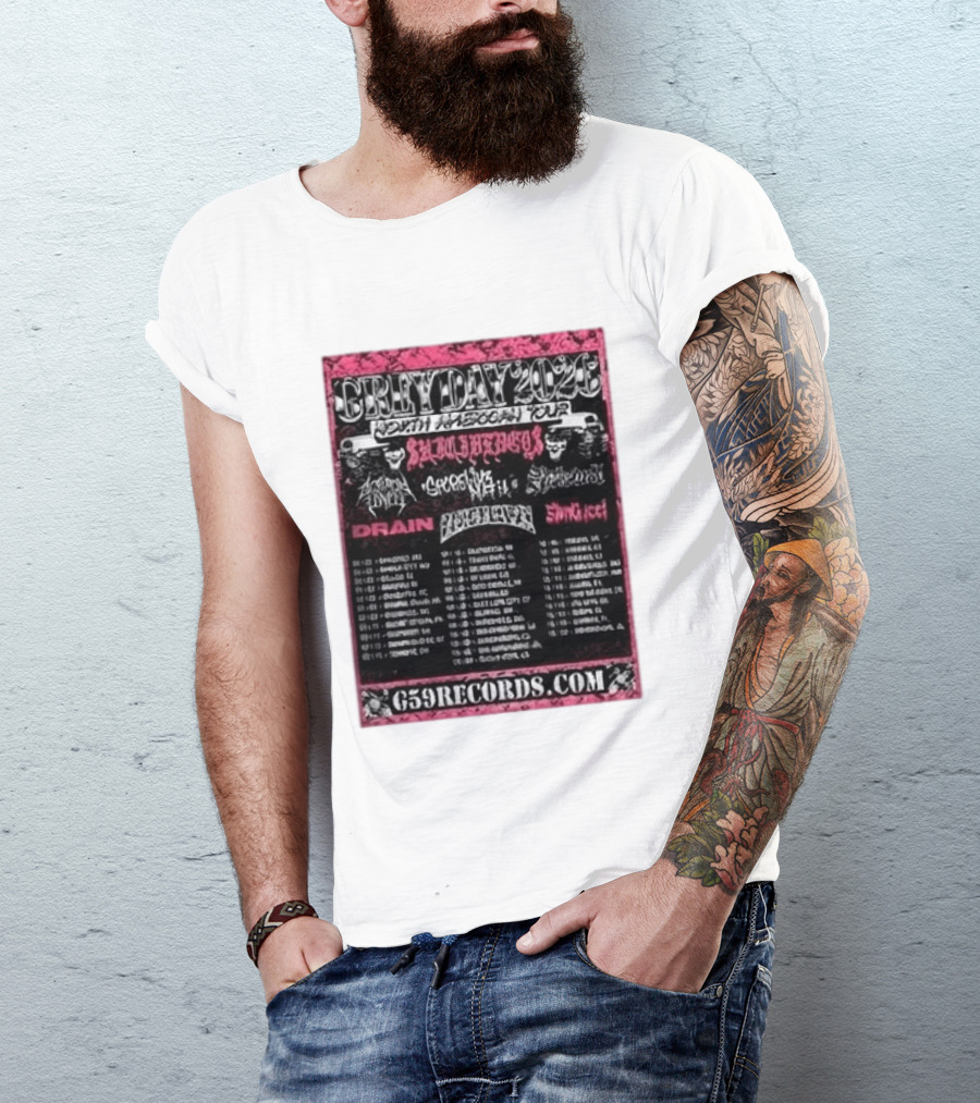 Greyday 2026 North American Tour Lineup Photo G59Records Suicideboys Drain Lineup Dates T-Shirt