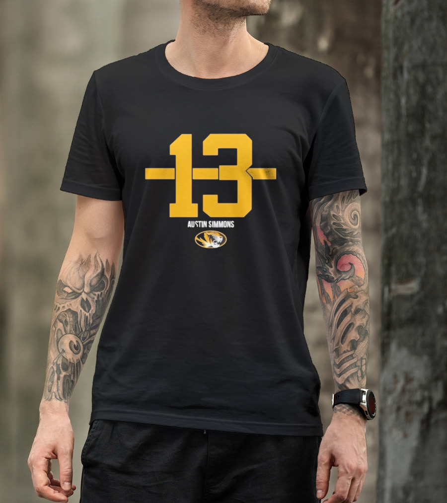 Austin Simmons 13 Missouri Tigers Number T-Shirt