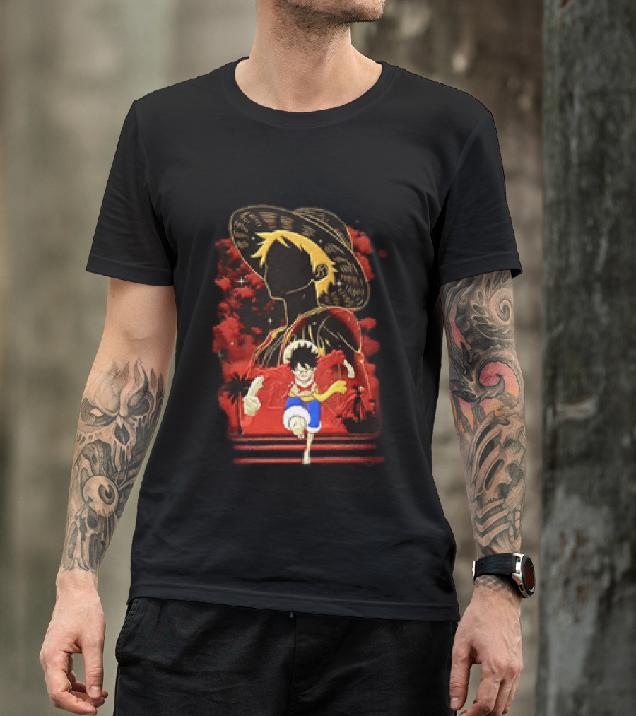 Monkey D Luffy Adventure Icon One Piece Anime Running Figure T-Shirt