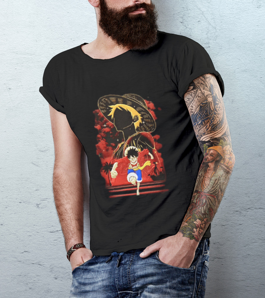 Monkey D Luffy Adventure Icon One Piece Anime Running Figure T-Shirt