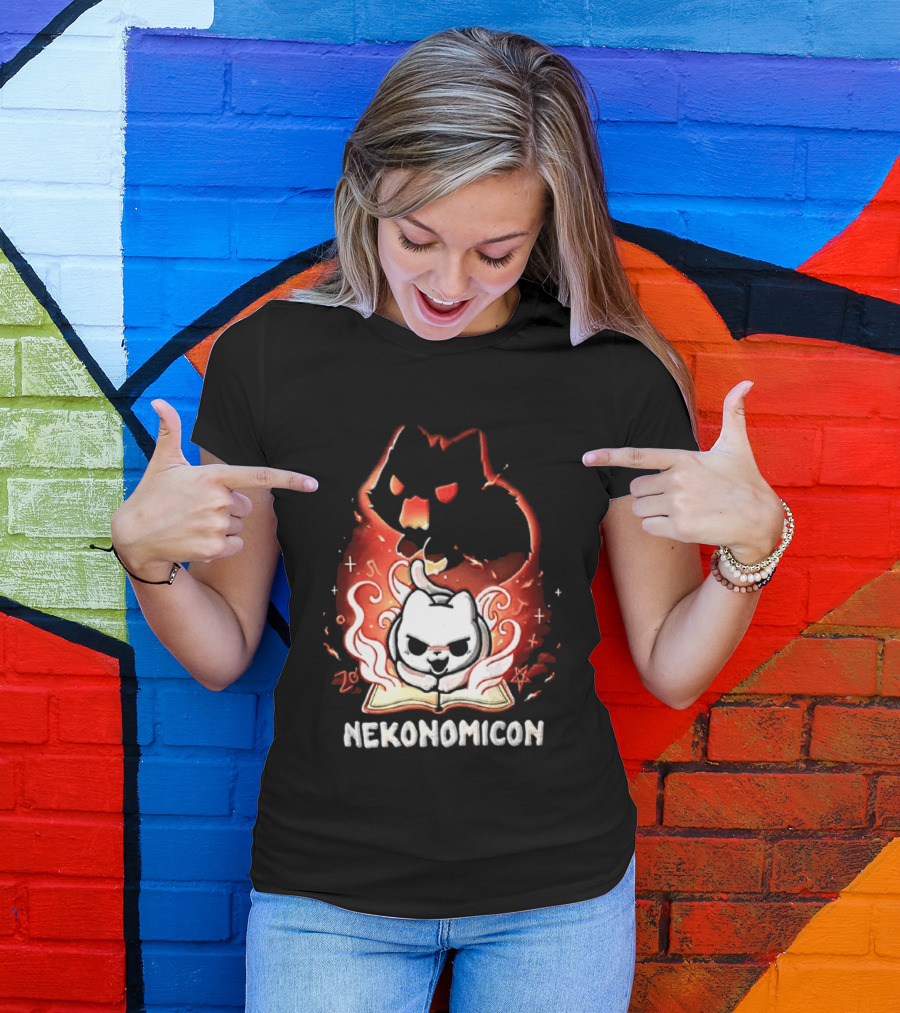 Nekonomicon Cat Summoning Dark Spirit Horror Occult Magic Spell Book T-Shirt