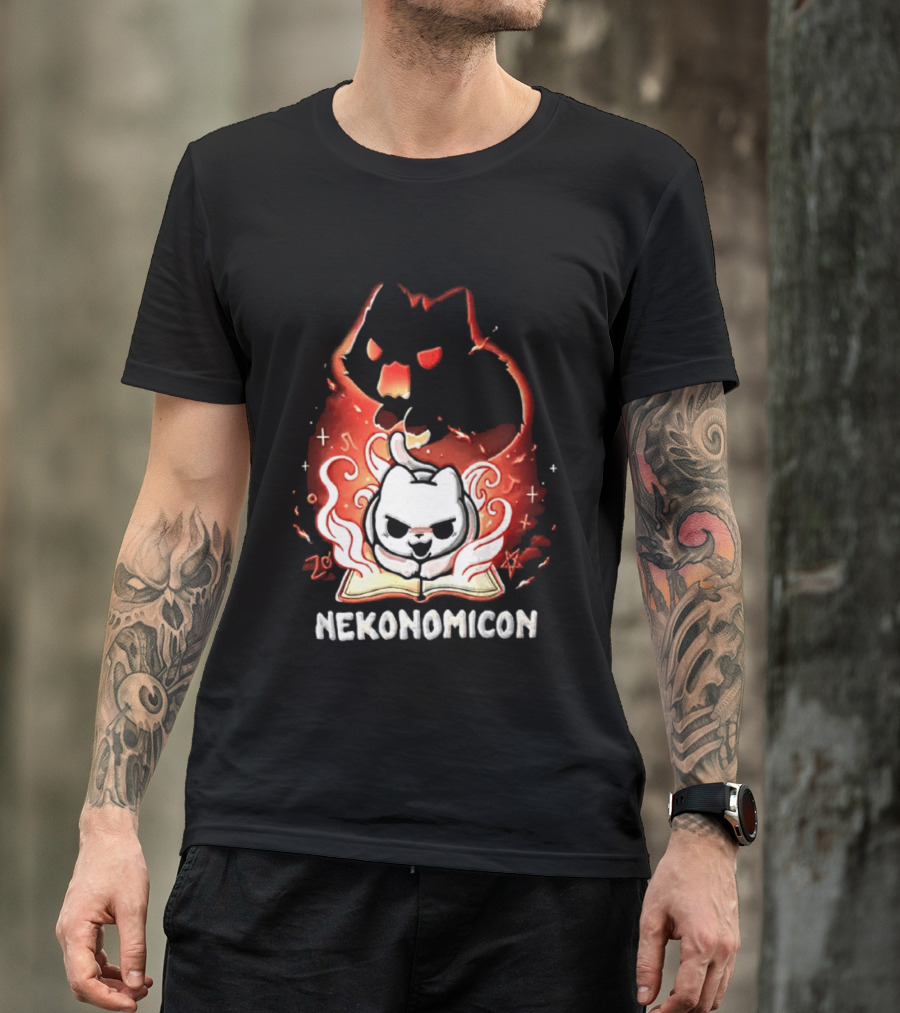 Nekonomicon Cat Summoning Dark Spirit Horror Occult Magic Spell Book T-Shirt