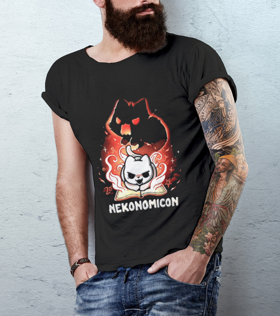 Nekonomicon Cat Summoning Dark Spirit Horror Occult Magic Spell Book T-Shirt