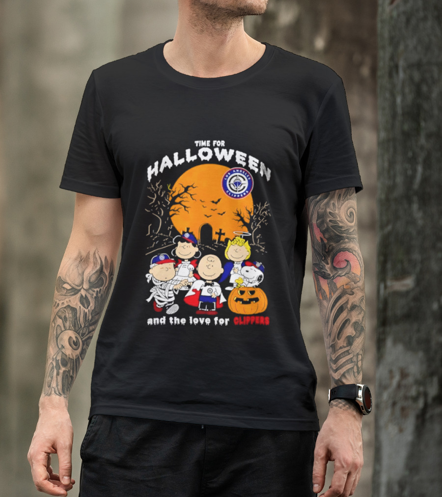 Peanuts Gang Time For Halloween Los Angeles Clippers Pumpkin Fun T-Shirt