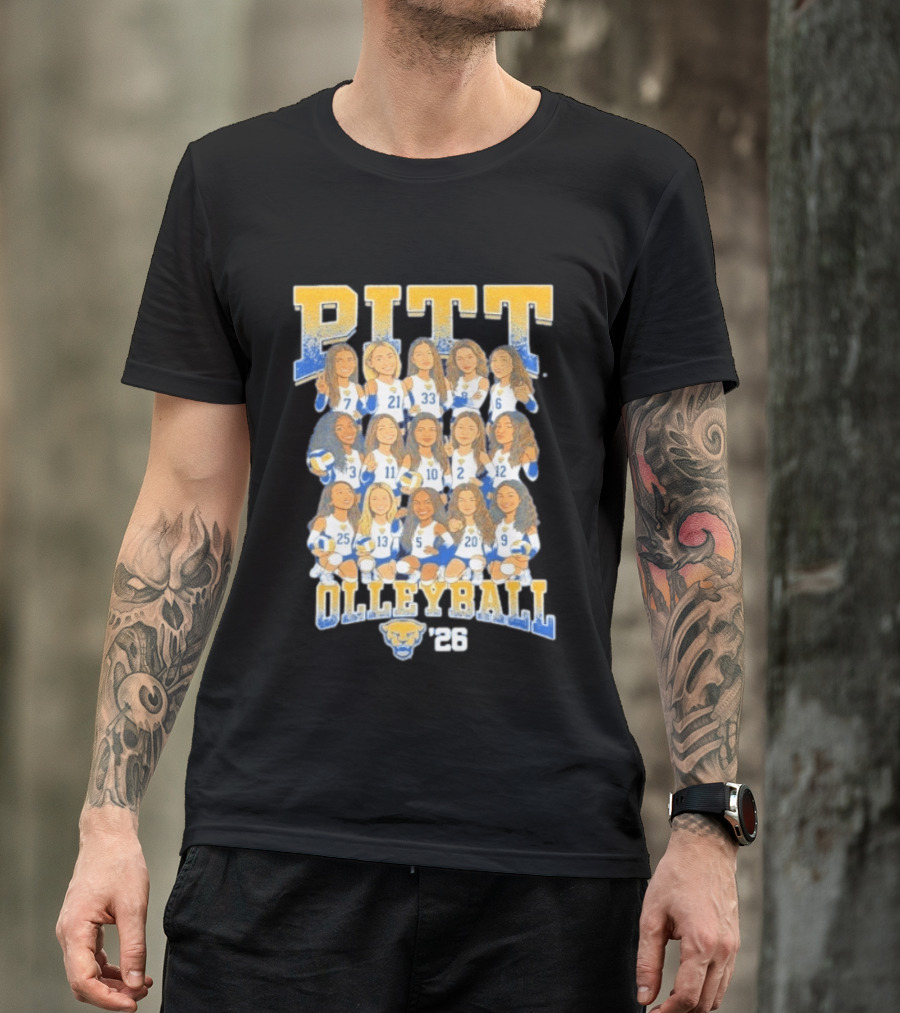 Pitt Volleyball 2026 Team Caricature Panthers T-Shirt