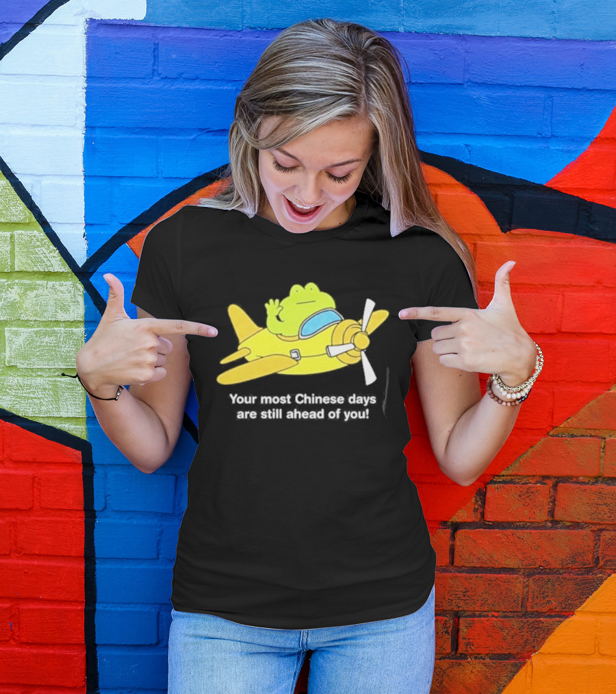 Frog Your Most Chinese Days Are Still Ahead Of You Airplane Scene T-Shirt