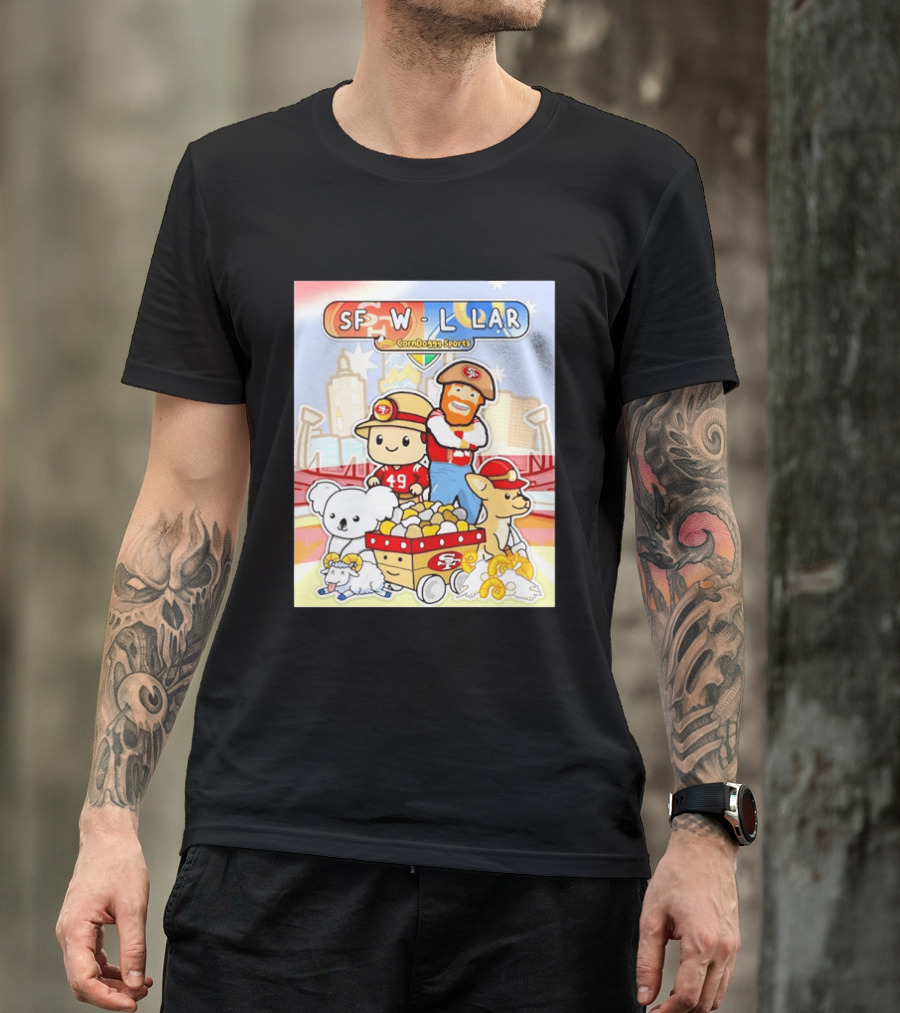 SF 49ers Vs LAR CornDoggy Sports Matchup With Cute Characters And Animals T-Shirt