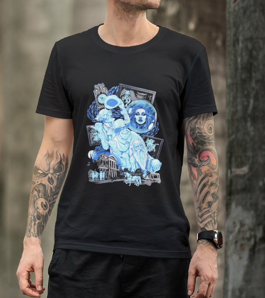 The Haunted Mansion Ghostly Spirits Madame Leota Hitchhiking Ghosts And Doom Buggy T-Shirt