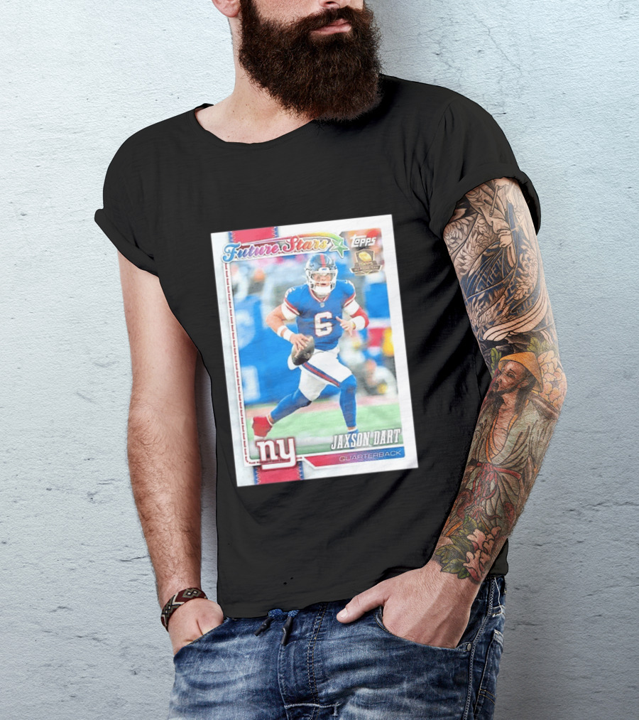 Future Stars Jaxson Dart New York Giants Quarterback Topps Card T-Shirt