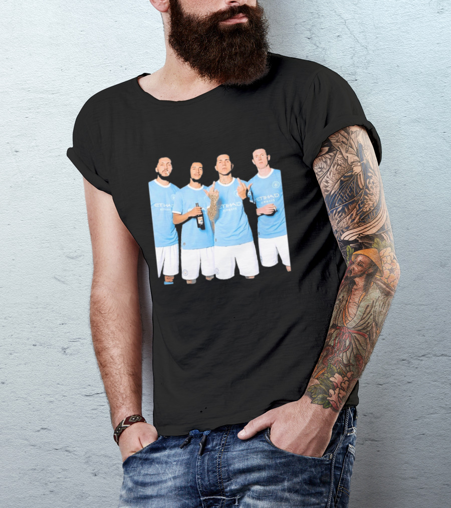 Manchester City Etihad Airways Kit Players Bottle Pose T-Shirt