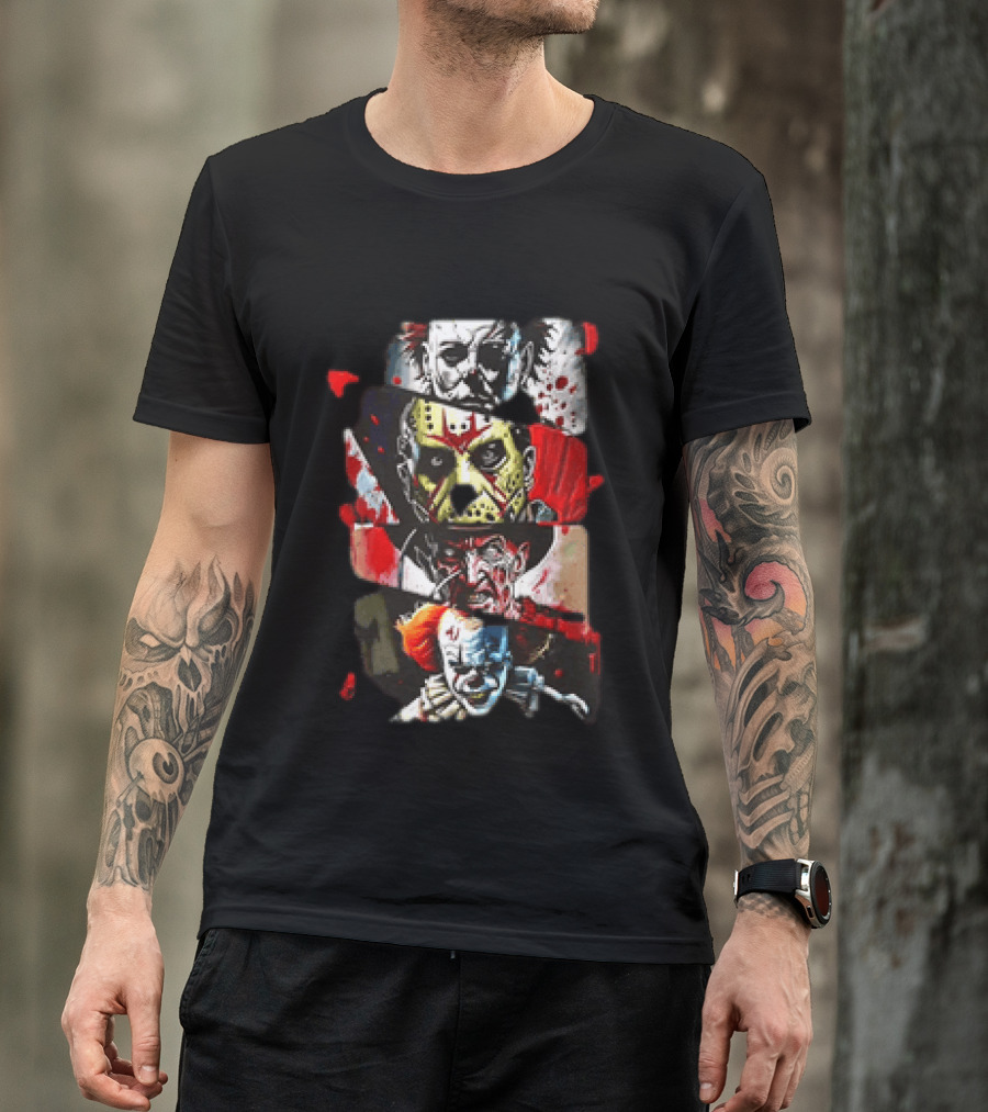 Michael Myers Jason Voorhees Freddy Krueger Pennywise Horror Movie Characters T-Shirt
