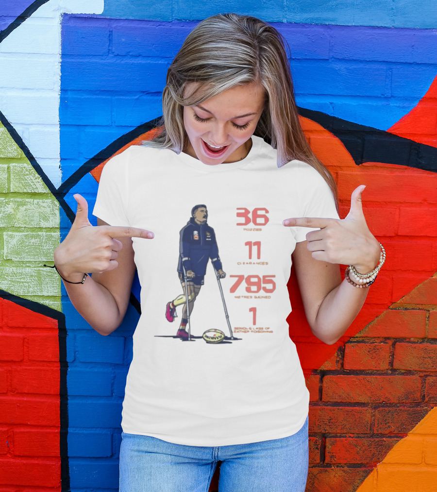 Izak Rankine 36 Tackles Crutches Adelaide Crows AFL Stats 795 Meters Gained T-Shirt