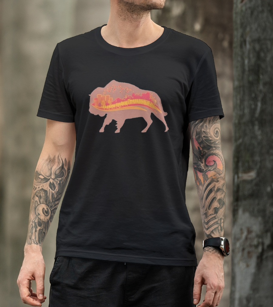 131st Annual YMCA Turkey Trot Thanksgiving Buffalo New York 2026 Runner Buffalo Silhouette Cityscape T-Shirt