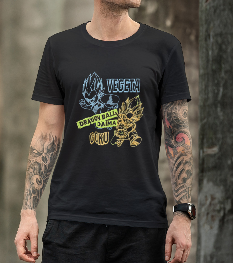 Dragon Ball Daima Vegeta Goku Neon Line Anime Characters Action Poses T-Shirt