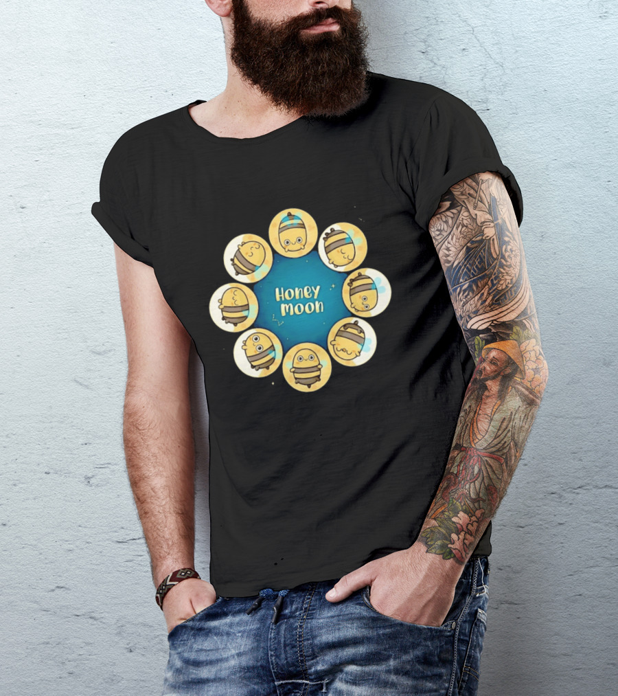 Honey Moon Bee Phases Astronomical Nature Cycle T-Shirt