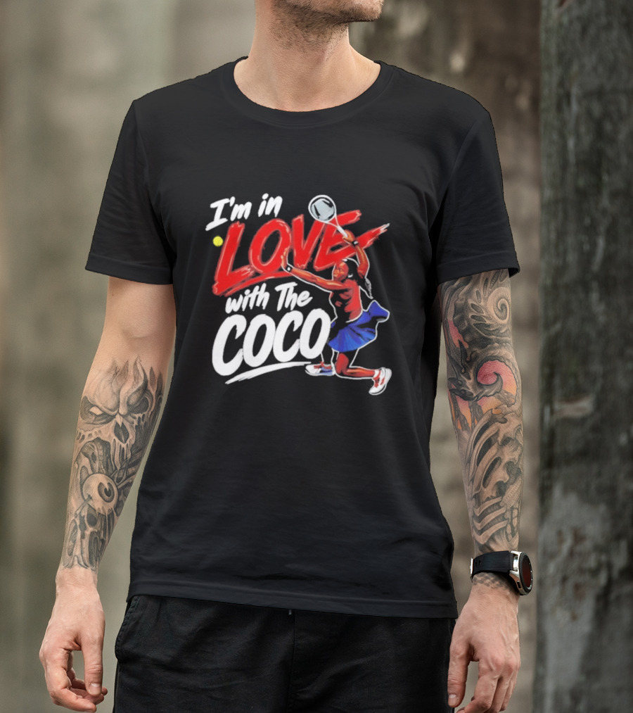 I'm In Love With The Coco Tennis Slam Action Bold Red And White T-Shirt