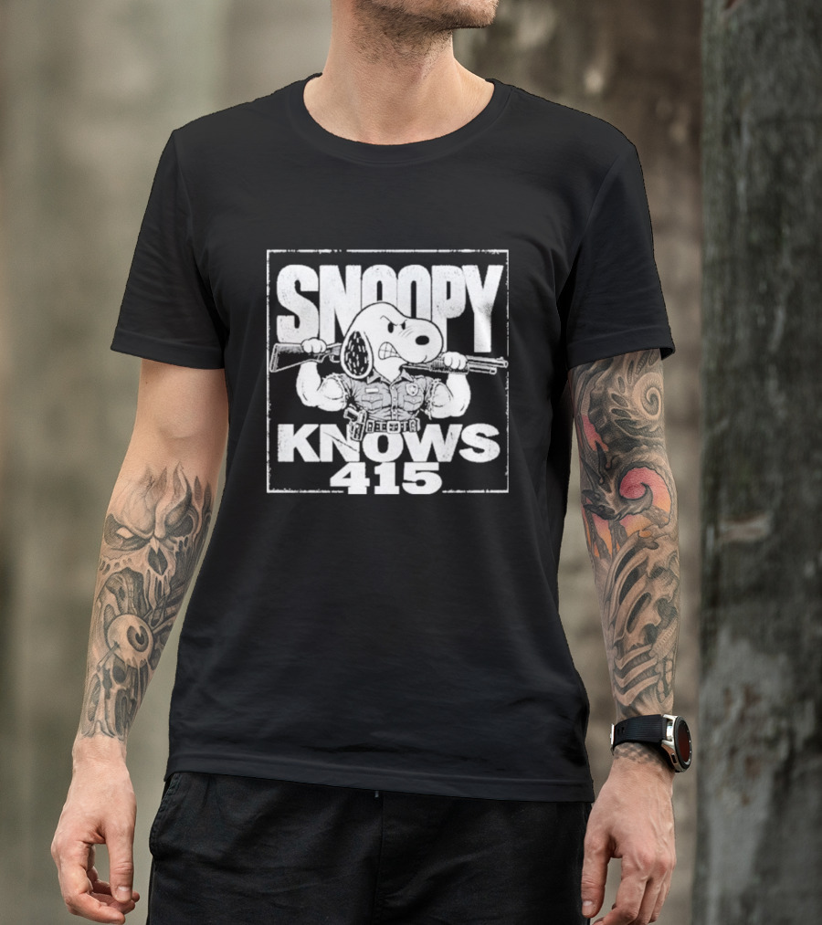 Snoopy Knows 415 Peanuts Police Officer Gun T-Shirt