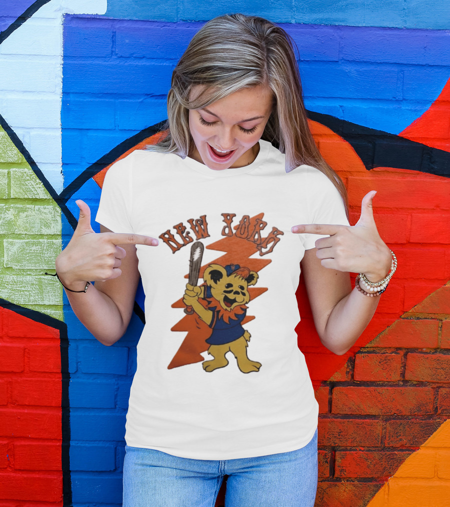 New York Grateful Dead Dancing Bear Batting Baseball Mets MLB T-Shirt