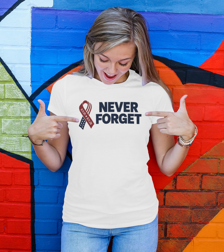 Jim Harbaugh Never Forget 911 Memorial Ribbon T-Shirt