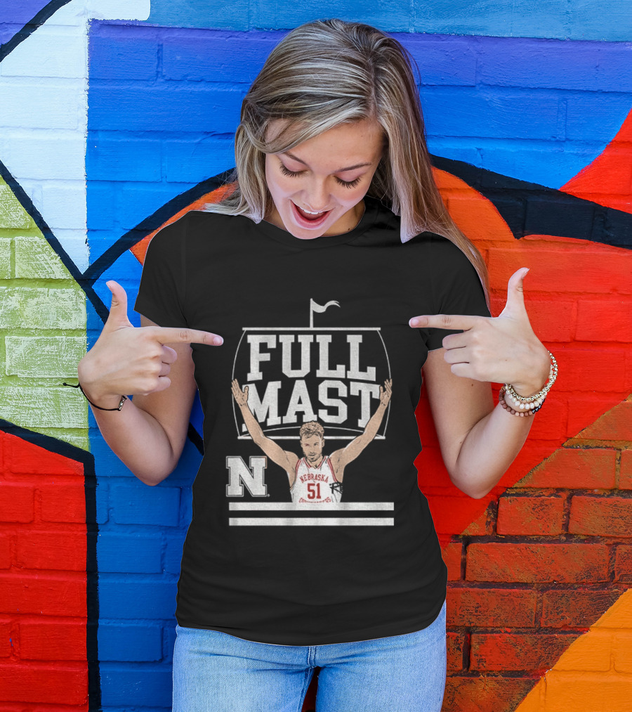 Rienk Mast 51 Full Mast Nebraska Cornhuskers Basketball Cartoon T-Shirt
