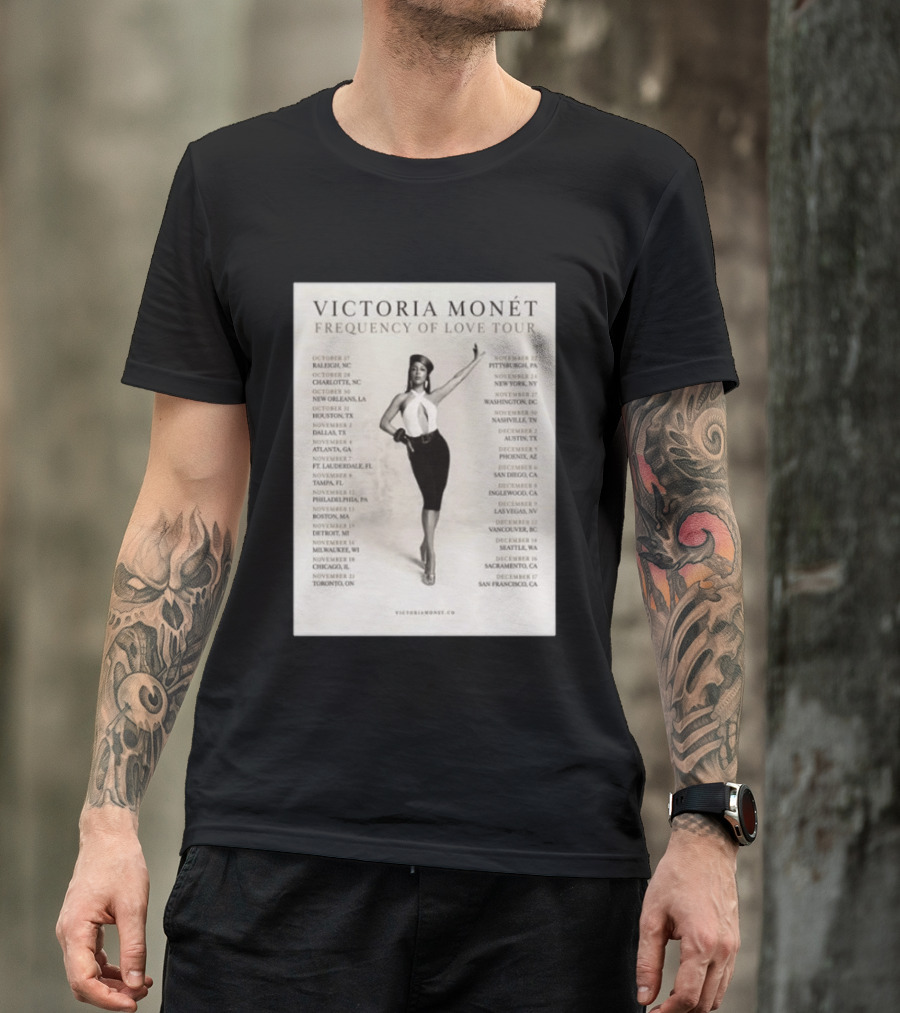 Victoria Monét Frequency Of Love Tour 2026 North America Dates Raleigh Charlotte New Orleans Houston Los Angeles Sacramento T-Shirt