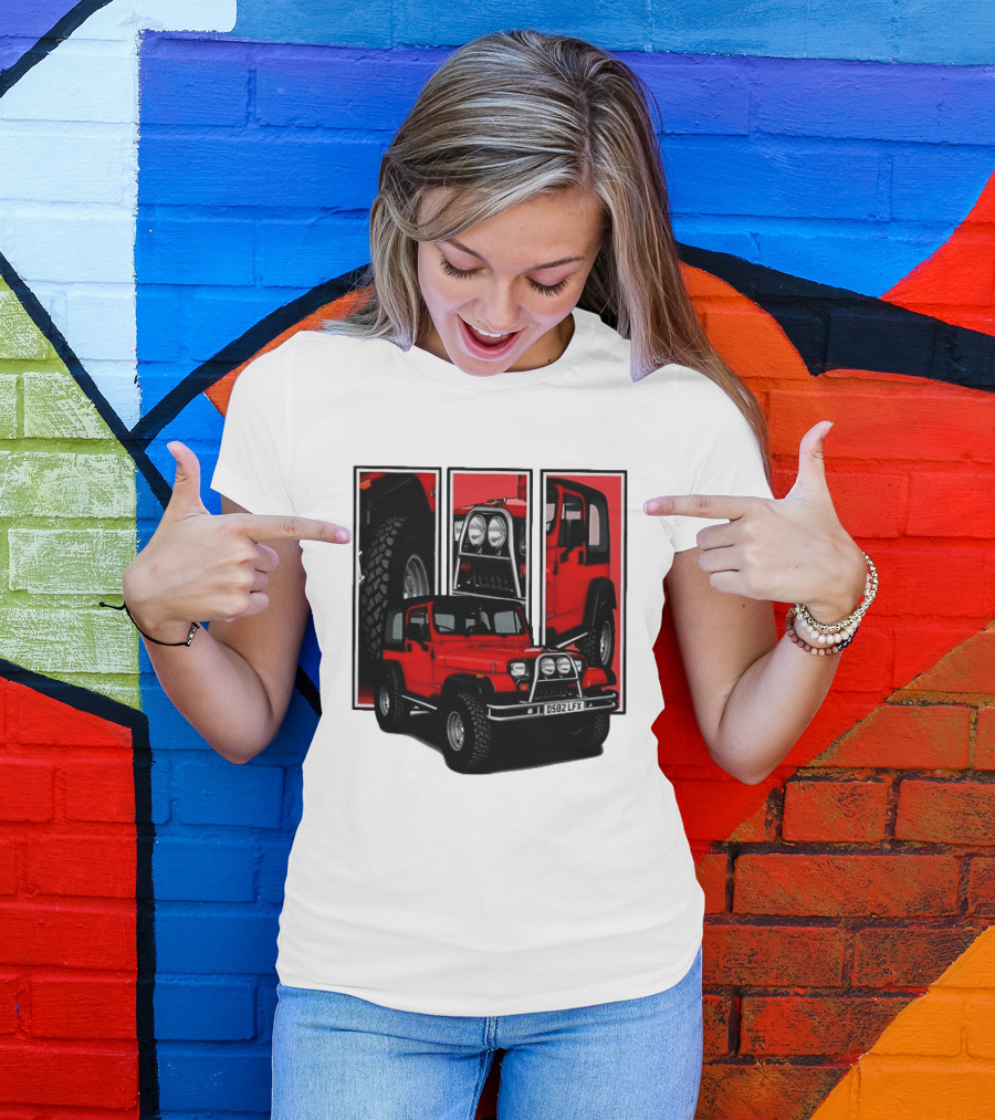 Red Jeep Wrangler 4x4 Off Road Adventure Vehicle Four Wheel Drive T-Shirt