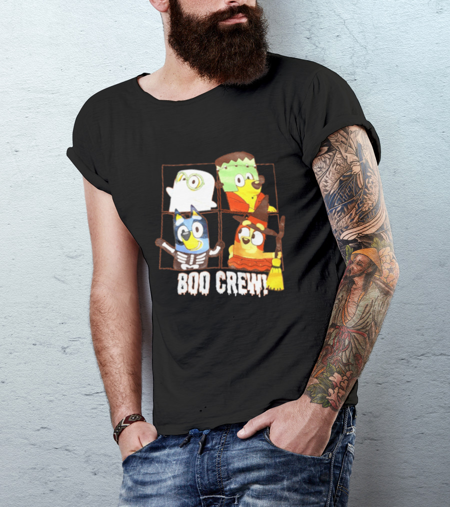 Boo Crew Bluey Halloween Ghost Frankenstein Witch Skeleton T-Shirt