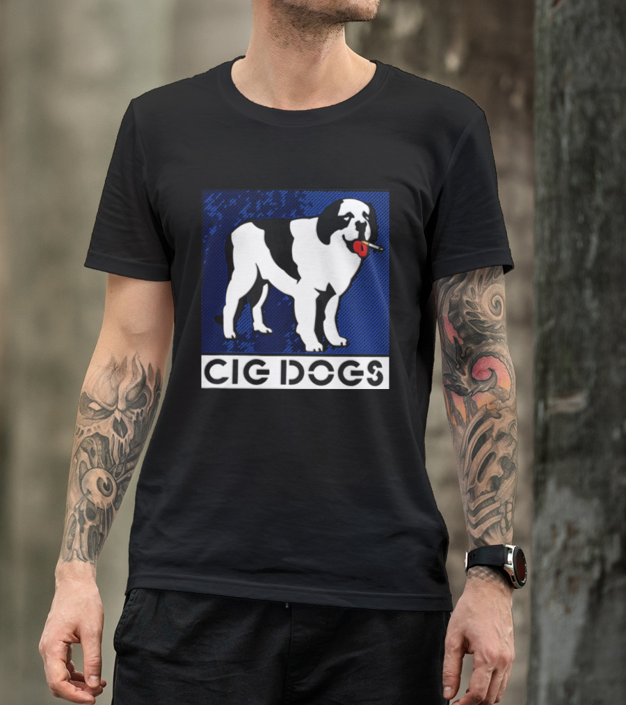 Cig Dogs Saint Bernard Smoking Cigarette Funny Canine T-Shirt