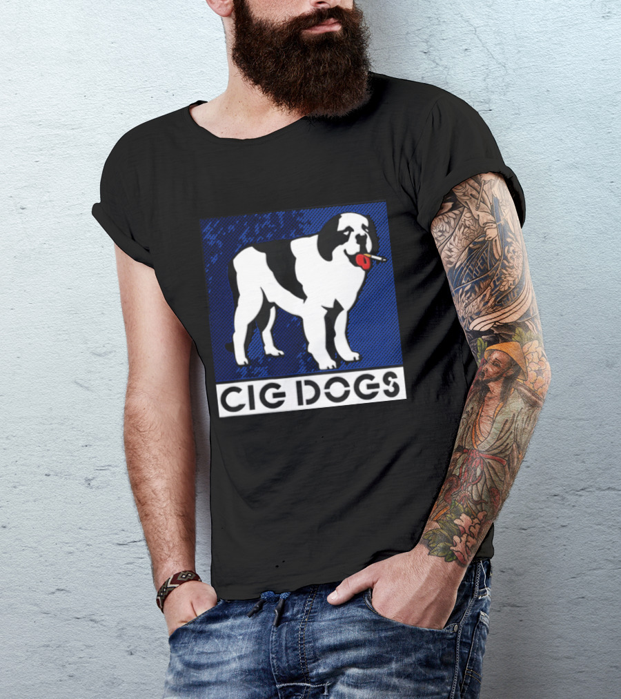 Cig Dogs Saint Bernard Smoking Cigarette Funny Canine T-Shirt