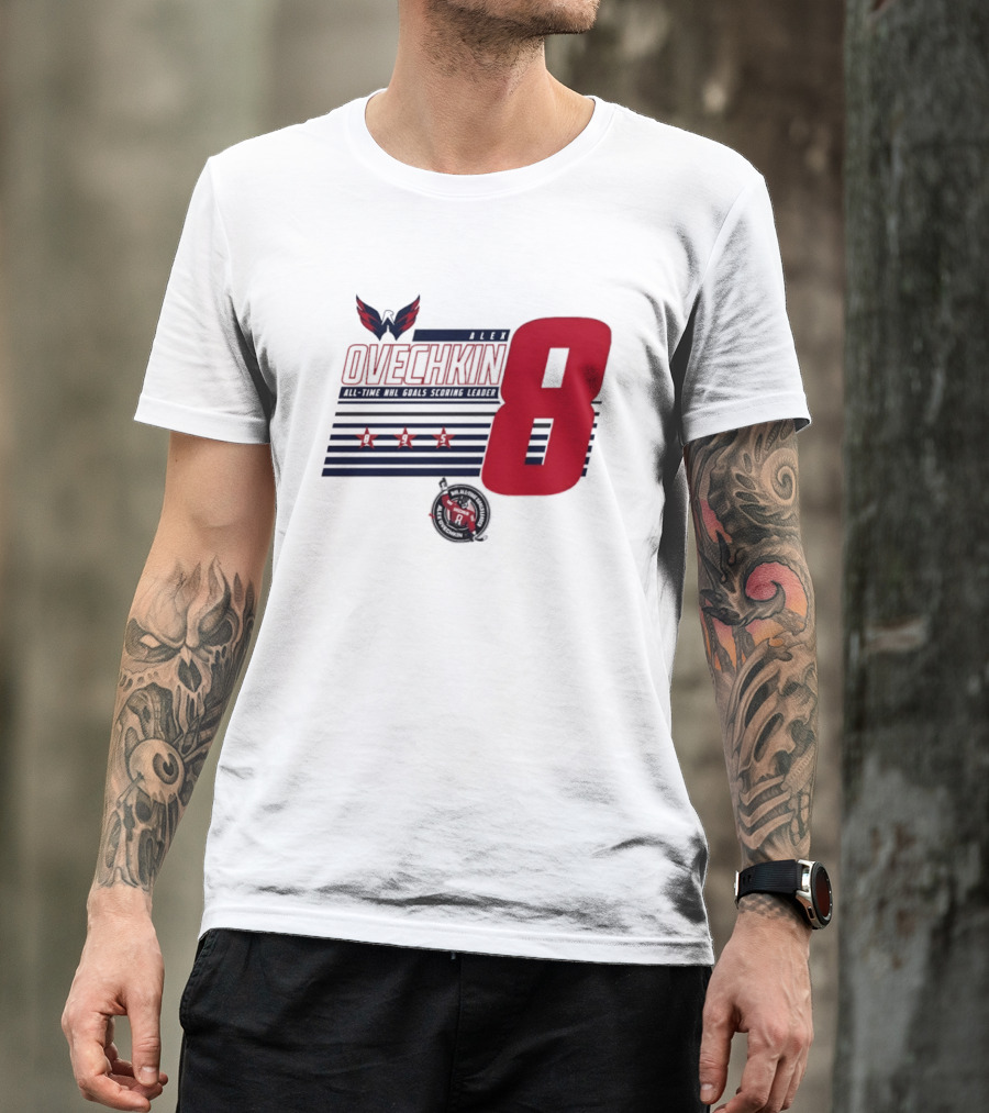 Alex Ovechkin 8 NHL All Time Goals Leader Washington Capitals Stars And Stripes T-Shirt