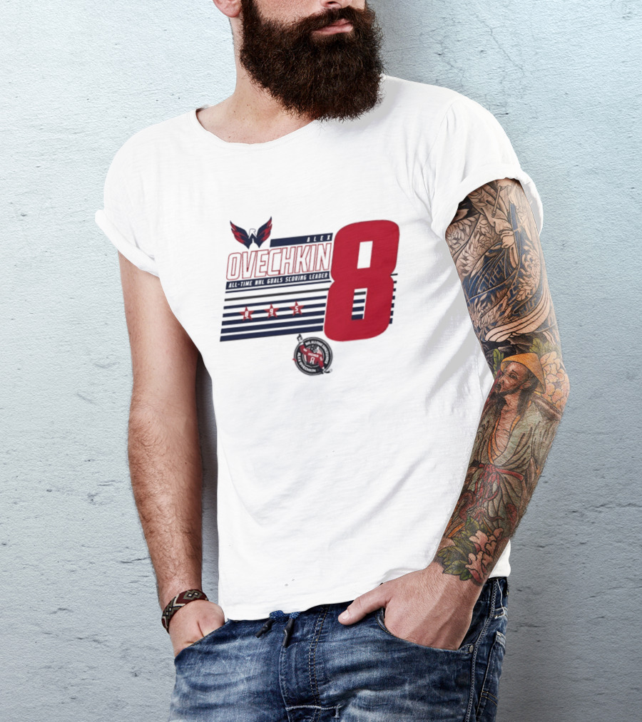 Alex Ovechkin 8 NHL All Time Goals Leader Washington Capitals Stars And Stripes T-Shirt