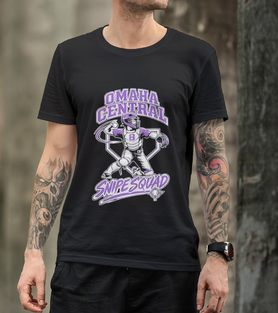 Omaha Central Snipe Squad Baseball Catcher Number 8 T-Shirt