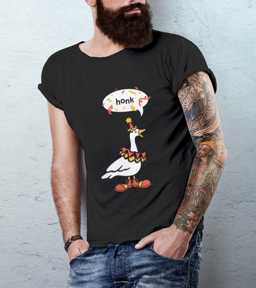 Honk Clown Goose Circus Costume With Confetti Speech Bubble T-Shirt