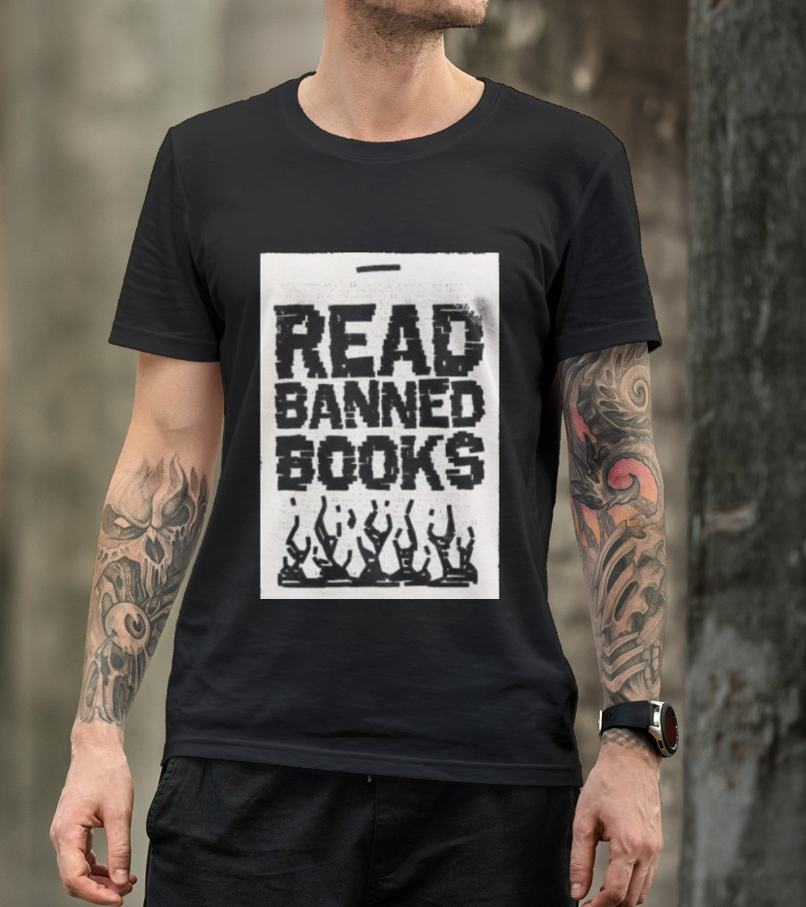 Read Banned Books Advocacy With Rising Flames T-Shirt
