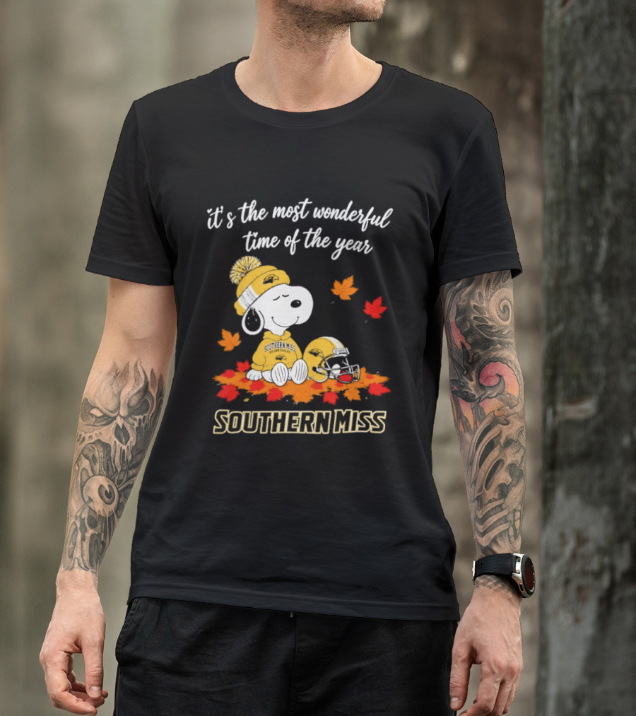 Snoopy It's The Most Wonderful Time Of The Year Southern Miss Golden Eagles Peanuts Fall Football T-Shirt