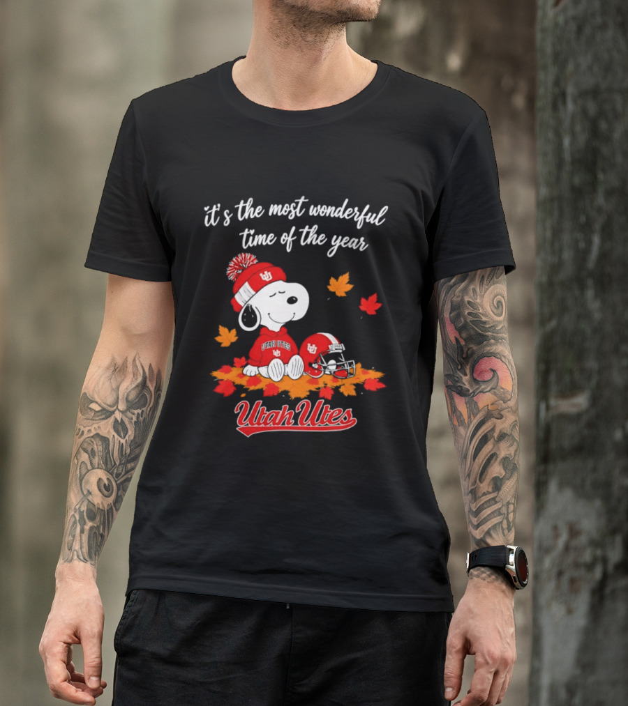 Snoopy It's The Most Wonderful Time Of The Year Utah Utes Autumn Cozy Vibe T-Shirt