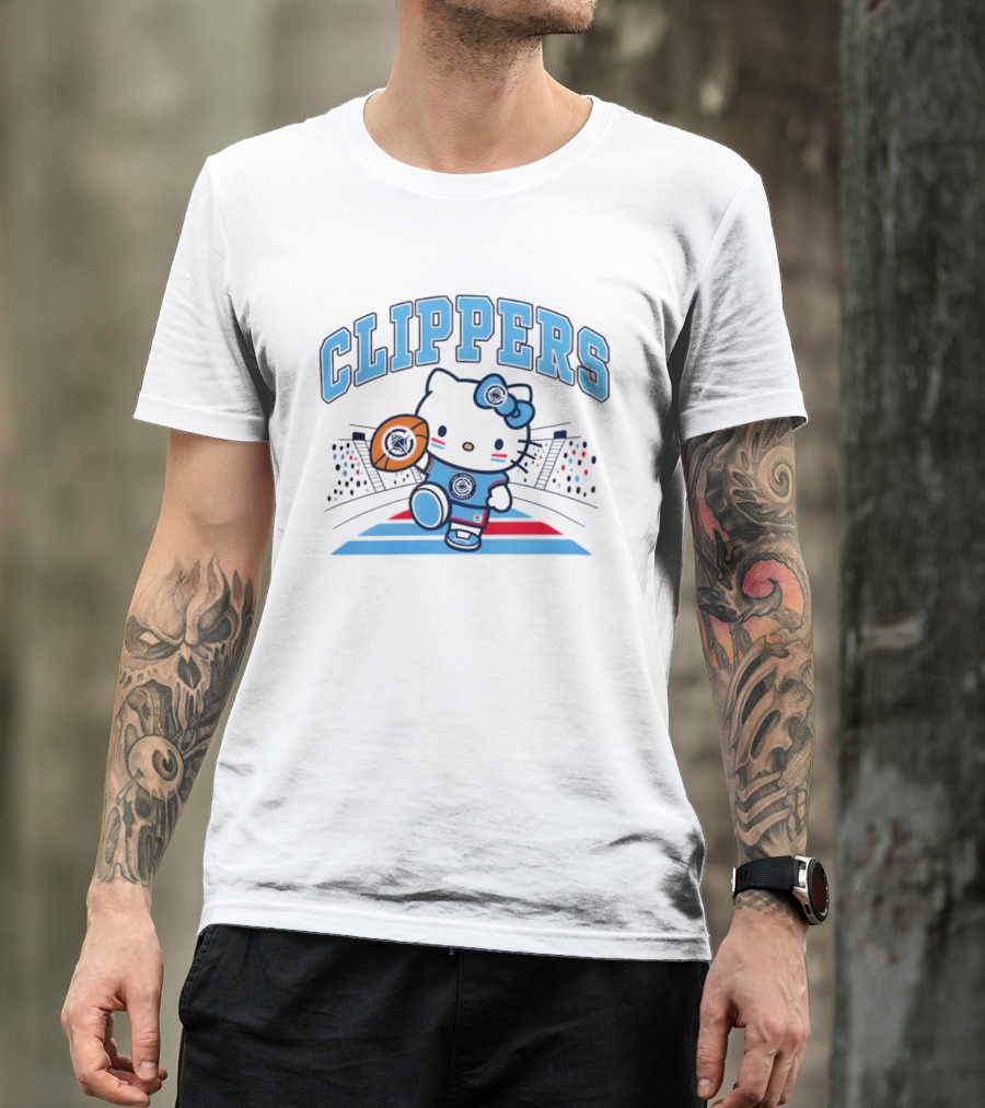Hello Kitty Clippers 2026 NBA Season Basketball Fan Collaboration T-Shirt