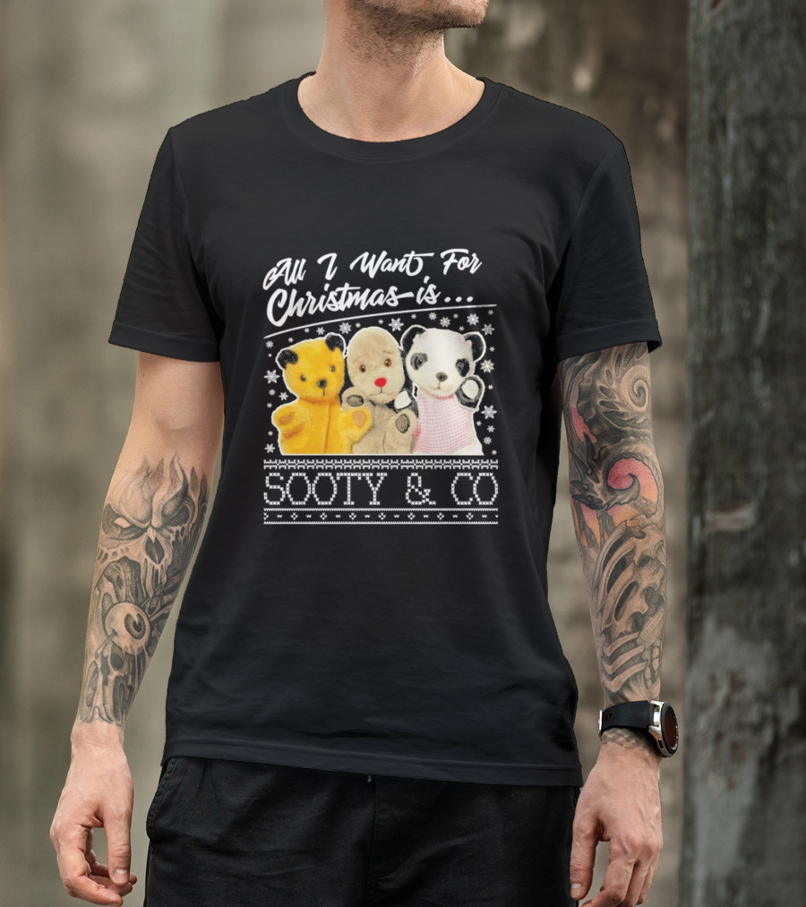 All I Want For Christmas Is Sooty And Co Vintage Stuffed Characters T-Shirt
