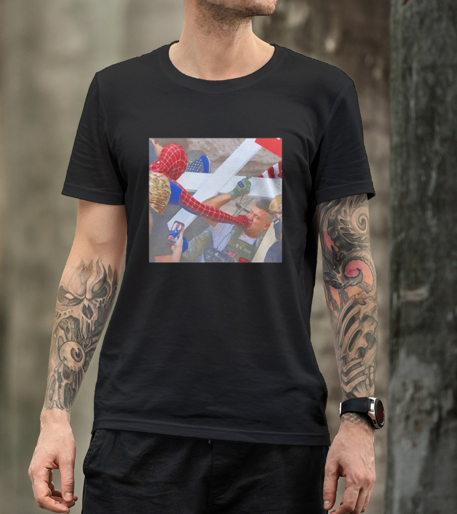 Invisible Touch Spider Man Meets Protester Face Off T-Shirt