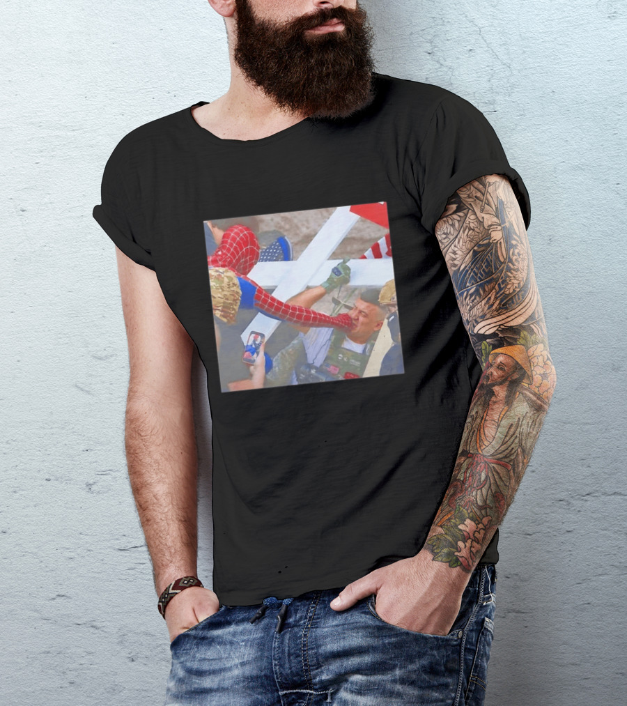 Invisible Touch Spider Man Meets Protester Face Off T-Shirt